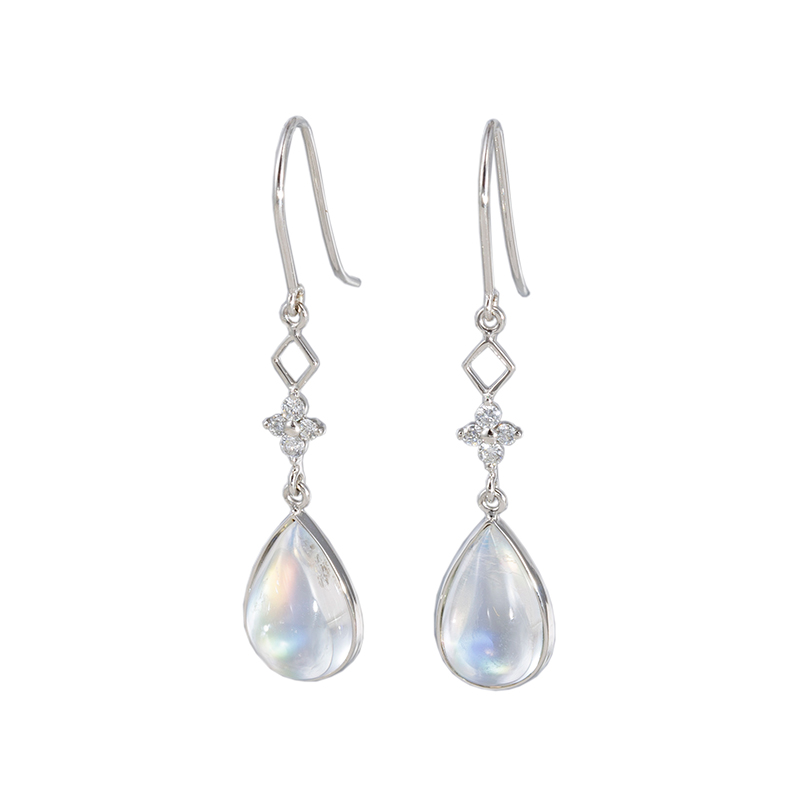 PT950 レインボームーンストーン ダイヤ ピアス MO 2.78ct MO2.46ct