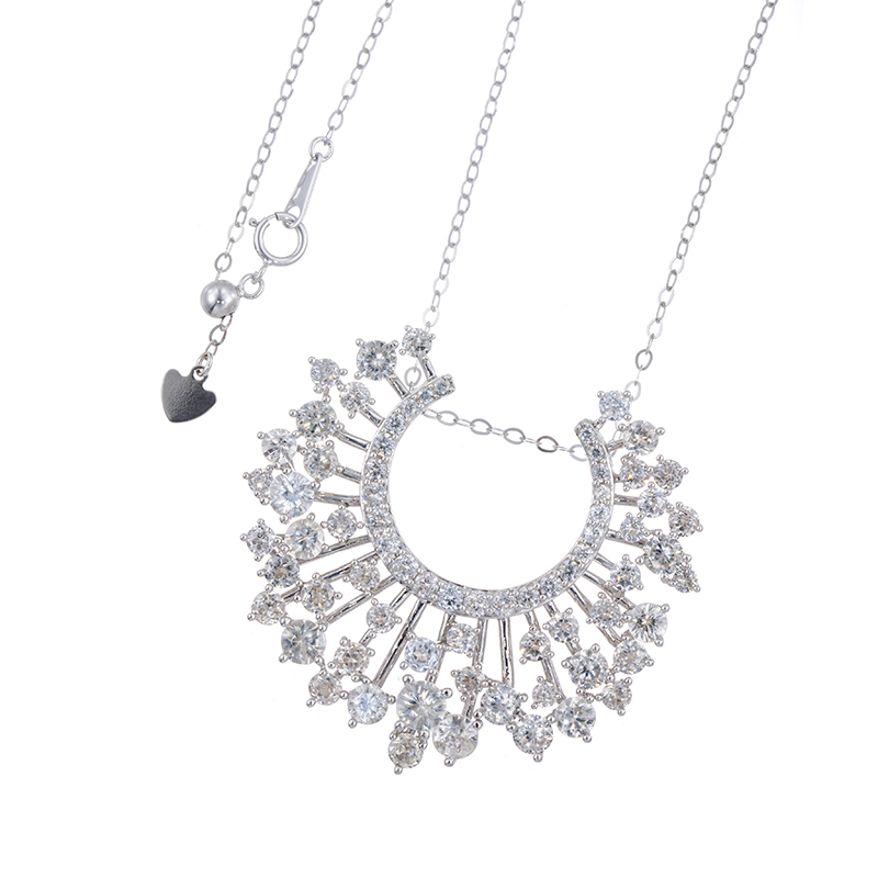 パラジウムシルバー950 天然ホワイトジルコン Mia ネックレス ZI 約10.85ct