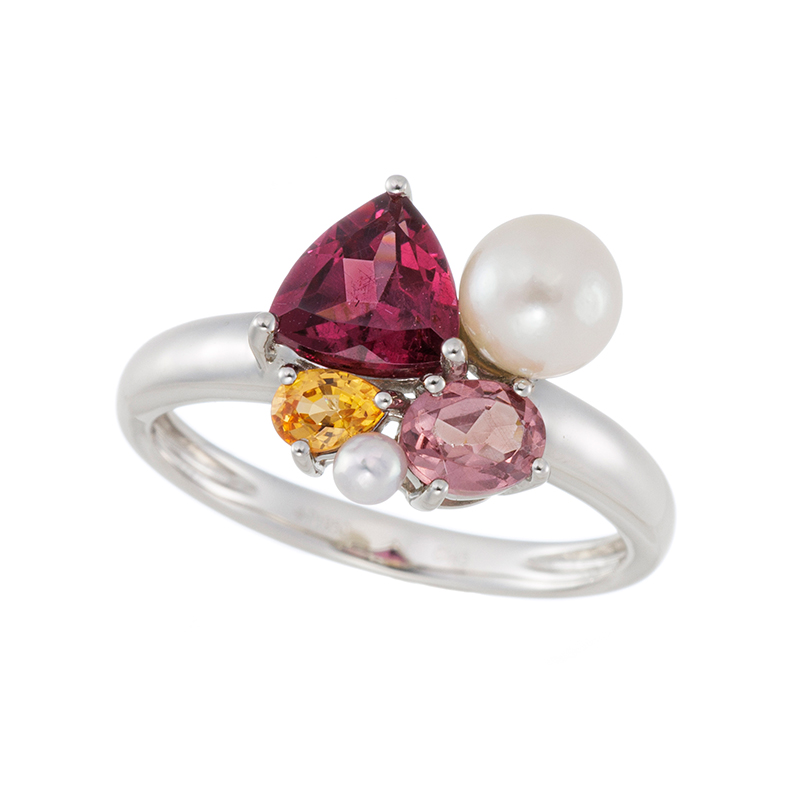 PT950ロードライトガーネットガーネットスペサタイトガーネットアコヤ真珠リングGA0.91ct