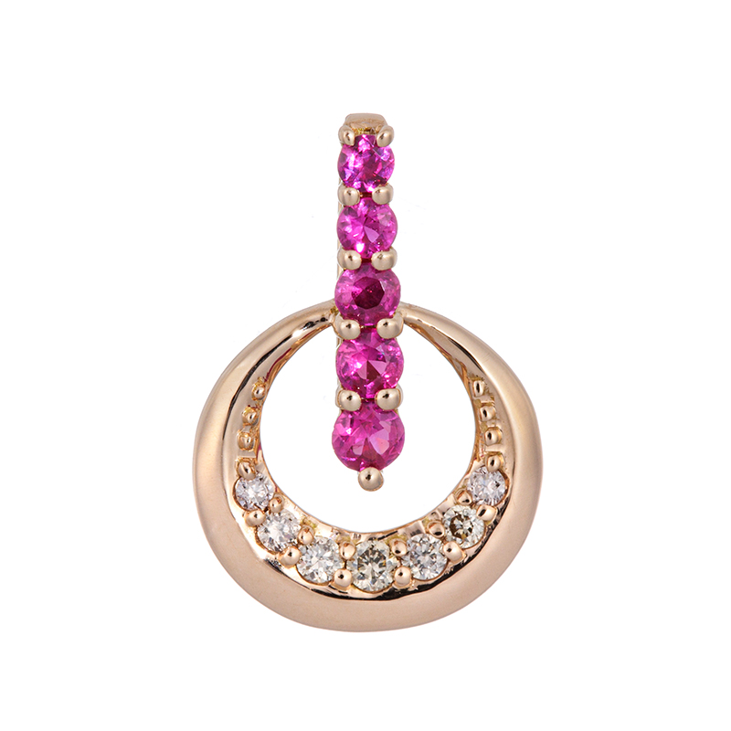 K18PG ルビー ブラウンダイヤ ペンダントトップ RB 約0.10ct BRD 約0.05ct