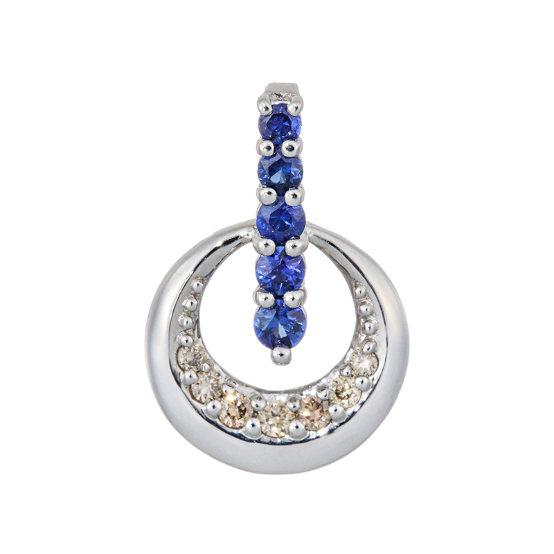 PT950 サファイア ブラウンダイヤ ペンダントトップ SA 約0.10ct BRD約0.05ct