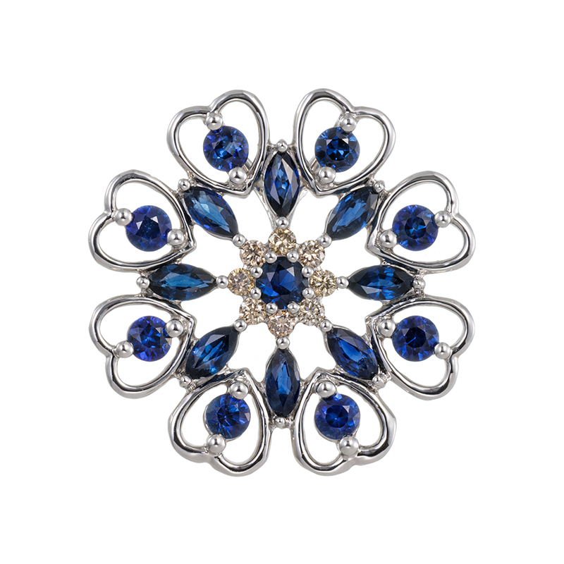 PT950サファイアブラウンダイヤペンダントトップSA約1.20ctBRD約0.10ct