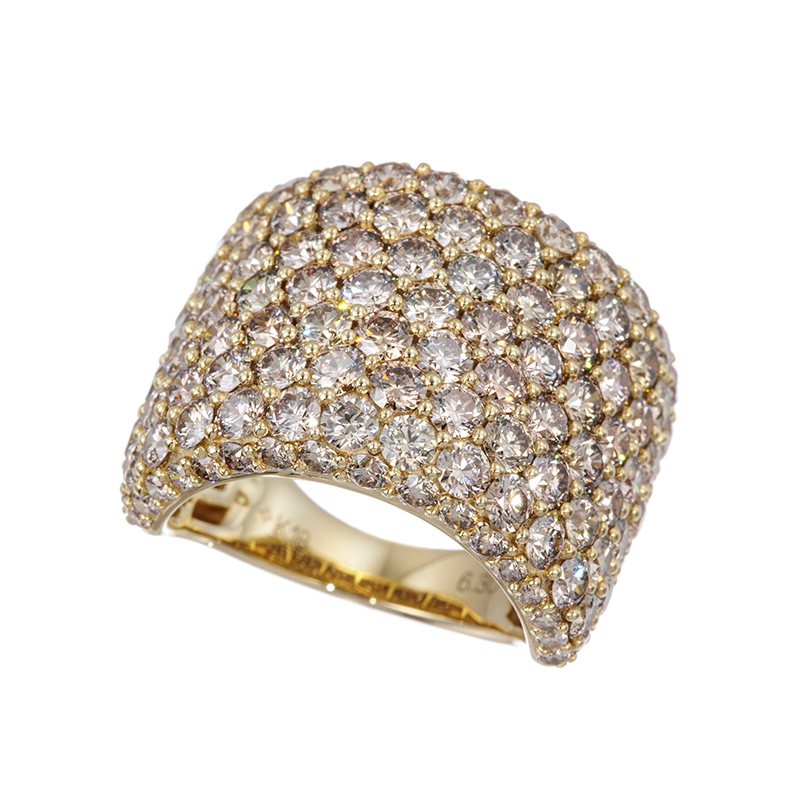 K18YG H&Cブラウンダイヤモンド リング BRD 約6.30ct 