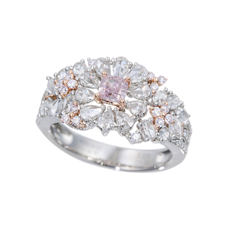 PT950/K18PGファンシーパープルピンクダイヤ & ピンクダイヤ & ダイヤ リング
