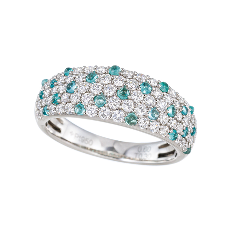 PT950ブラジル産パライバトルマリンダイヤリングPRT約0.30ctD約0.60ct