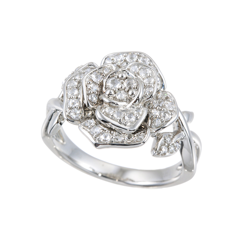 PT950 ローズカットダイヤモンド ローズ リング D 約0.35ct