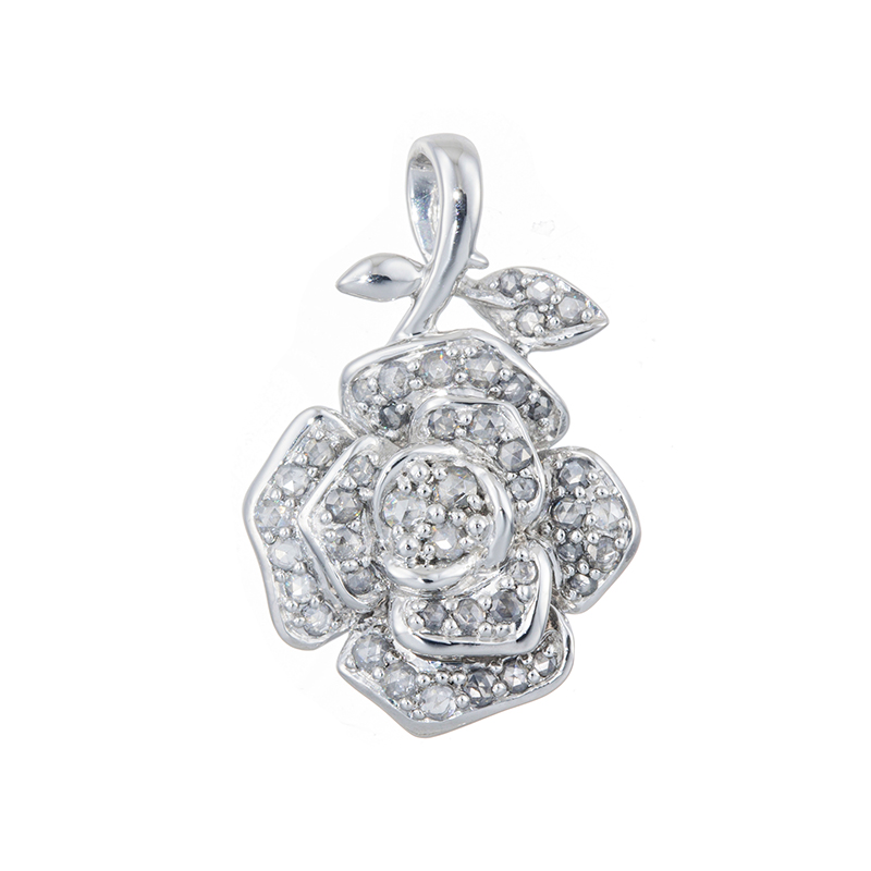 PT950 ローズカットダイヤモンド ローズ ペンダントトップ D 約0.30ct