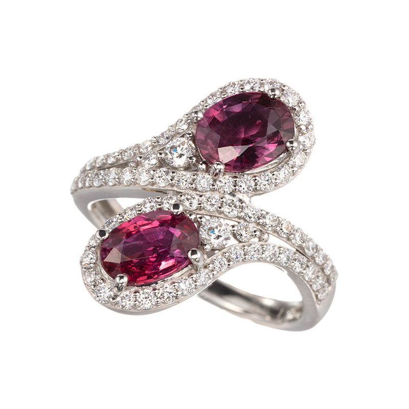 PTモザンビーク非加熱ダークレッドパープルサファダイヤリングPPS1.037ctPPS1.032ct