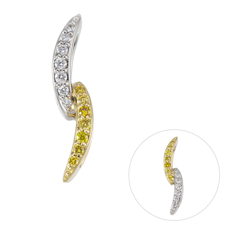 PT950/K18YG ファンシーヴィヴィッドイエローダイヤモンド & ダイヤ ペンダントトップ