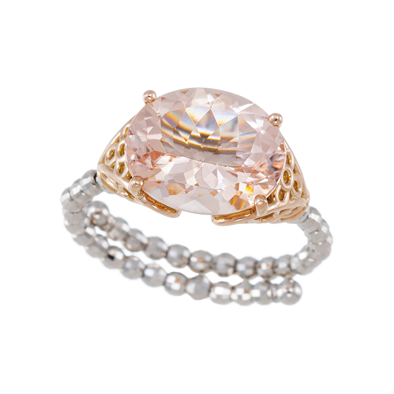 K18PG/PT950 モルガナイト フリーリング MOR 約2.50ct 9～23号