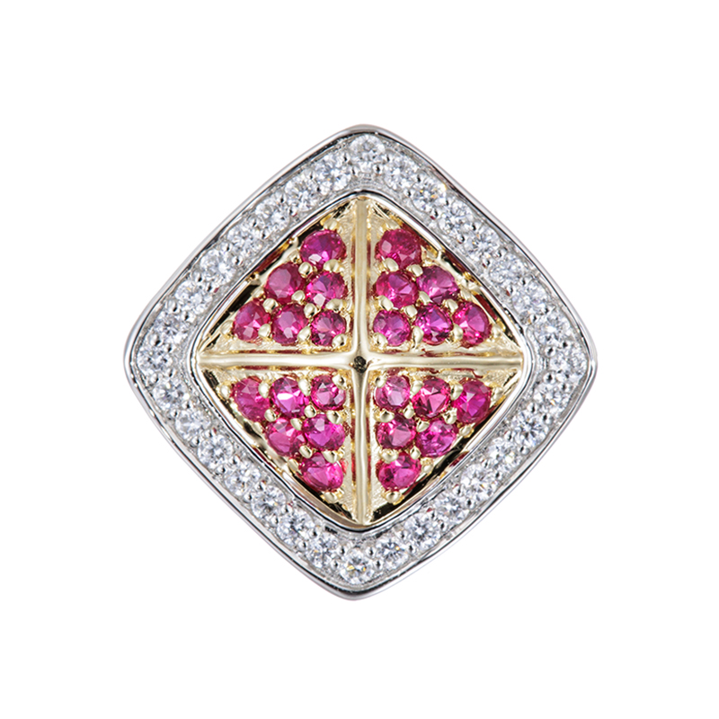 PT950/K18YG ルビー ダイヤ ペンダントトップ RB 約0.25ct D 約0.12ct 