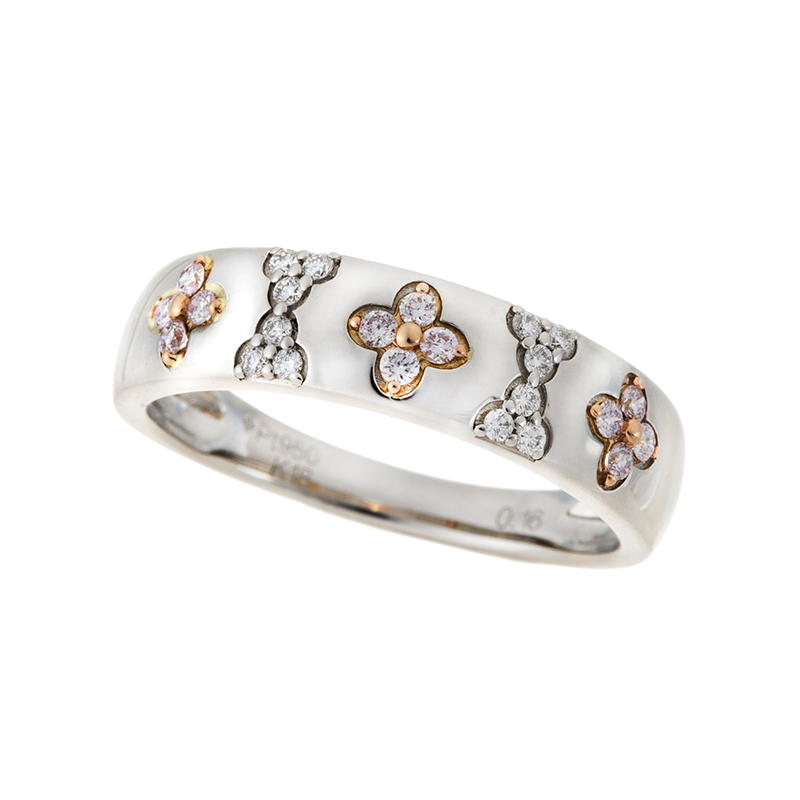 PT950/K18PG ピンクダイヤモンド & ダイヤ リング PD約0.10ctD約0.06ct