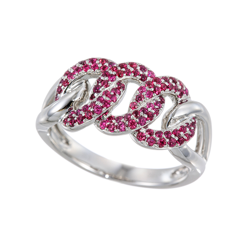 PT950 ルビー チェーンスタイル リング RB 約0.50ct