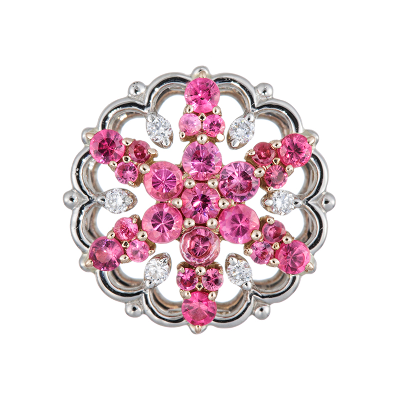 PT950/K18PGアヤナスピネルダイヤ紅ペンダントトップSP約0.55ctD約0.04ct