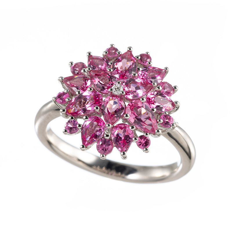 PT950アヤナスピネルダイヤルミナリー・ブロッサムリングSP約2.10ctD約0.02ct