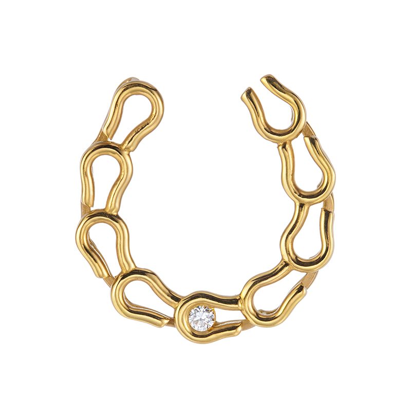 純金 ダイヤモンド 九頭馬蹄 ペンダントトップ D 約0.03ct 