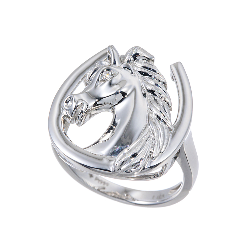 純プラチナ ダイヤモンド フォーチュンホース リング D 約0.008ct 
