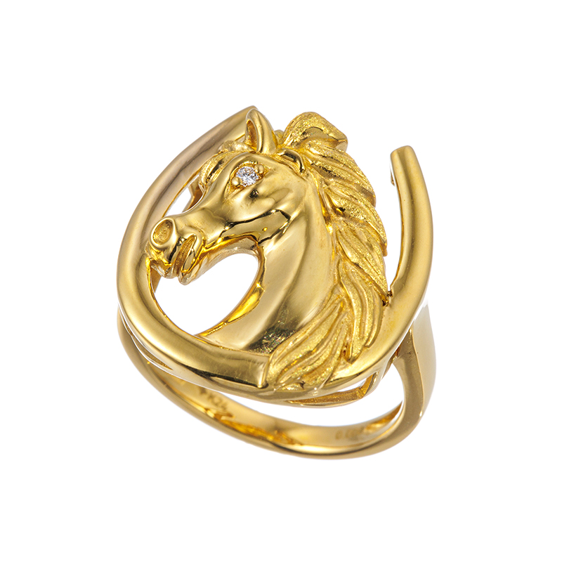 純金 ダイヤモンド フォーチュンホース リング D 約0.008ct