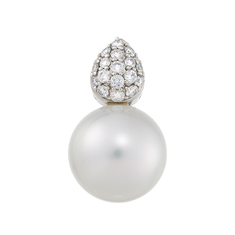 PT950オーロラヴィーナス白蝶真珠ダイヤペンダントトップP約10.0mmD約0.15ct