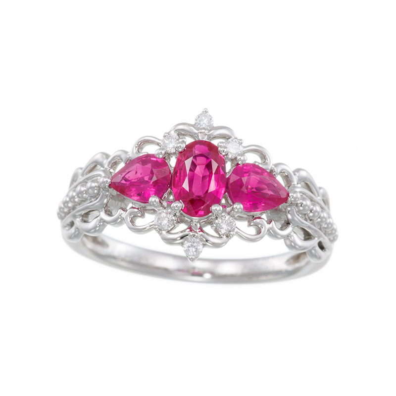 PT950 ミャンマー産ルビー ダイヤ リング RB 約0.80ct D 約0.07ct 