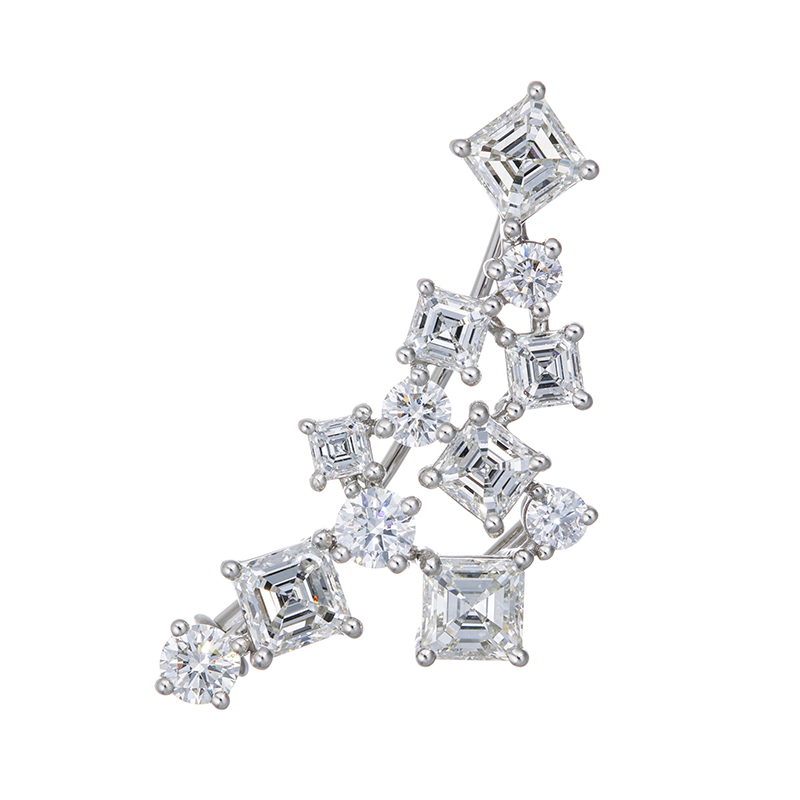 EverDiaPT990アッシャーカットダイヤ&H&Cダイヤ(リリーカット)ブローチ