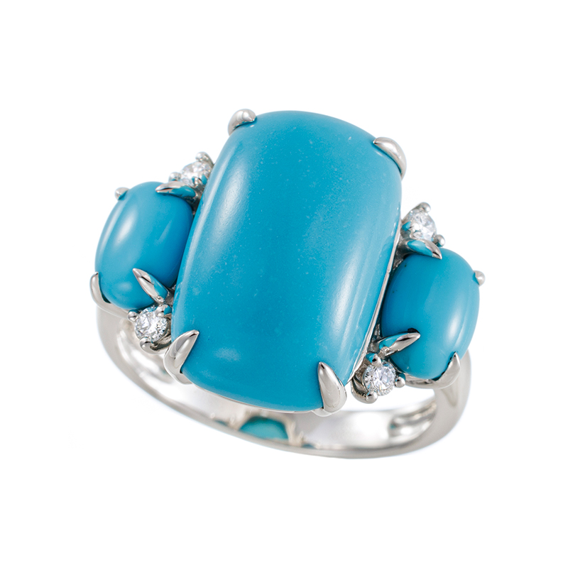 PT950 スリーピングビューティーターコイズ(スタビライズ) ダイヤ ルビー リング