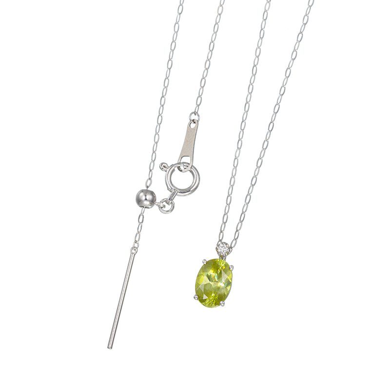 純プラチナ/PT950 スフェーン ダイヤ ネックレス SH 約0.70ct D 約0.01ct
