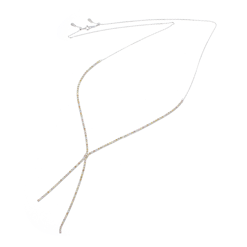 PT900 ファンシーライトカラーダイヤモンド シルキータッチ ネックレス D 4.60ct