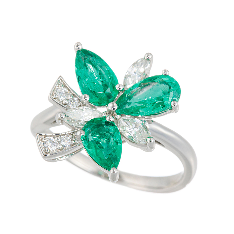 PT950 コロンビア産エメラルド ダイヤ Grace リング EM 1.49ct D 0.35ct