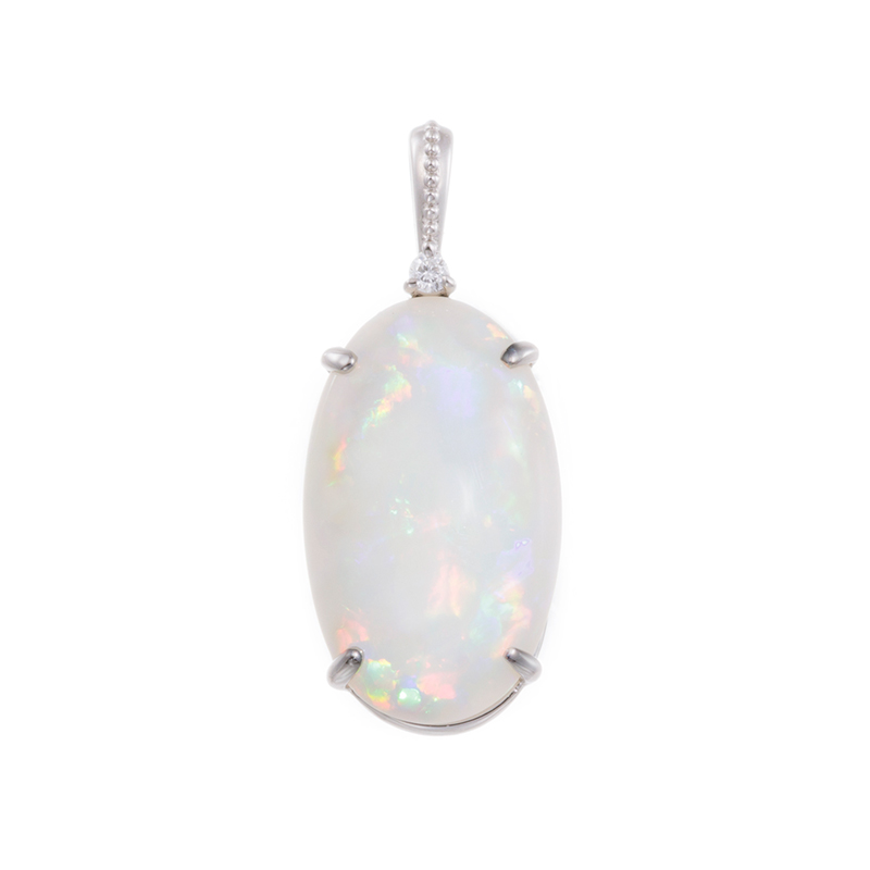 PT950 ホワイトオパール ダイヤ ペンダントトップ OP 約2.70ct D 約0.01ct
