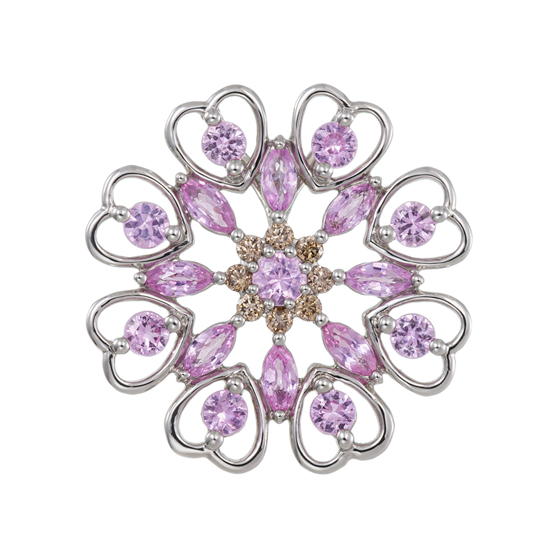 PT950ピンクサファイアブラウンダイヤペンダントトップPS約1.30ctBRD約0.10ct