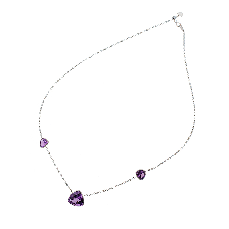 パラジウムシルバー950 コンケーブカット アメシスト ネックレス AM 約10.00ct 