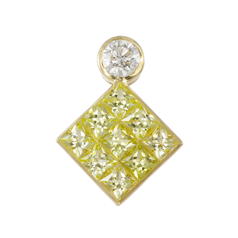 K18YG カナリートルマリン ダイヤ(オンリーダイヤ) ミステリーセッティング ペンダントトップ