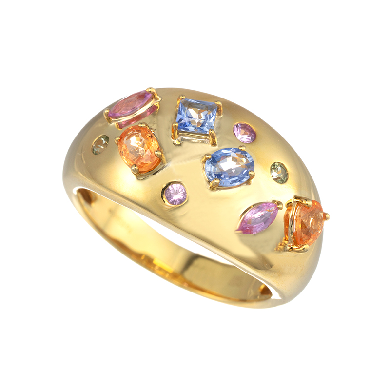 パラジウムシルバー950 サファイア スペサタイトガーネット リング