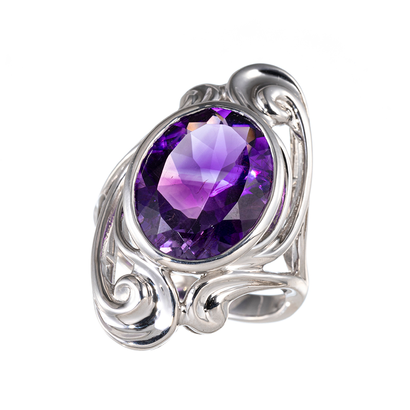 パラジウムシルバー950 モロッコ産アメシスト リング AM 約7.00ct 