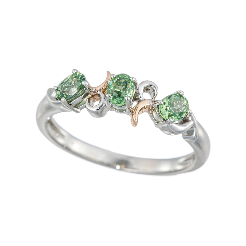 PT950/K18PG グリーンサファイア リング GS 約0.55ct 