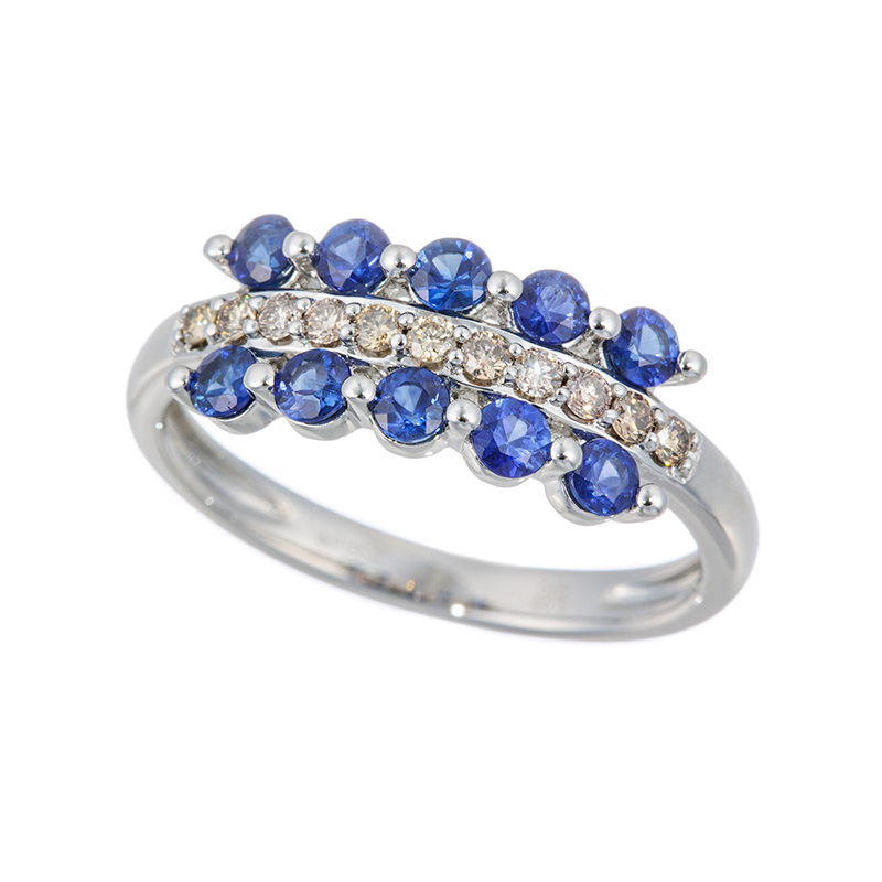 PT950 サファイア ブラウンダイヤ リング SA 約0.65ct BRD 約0.15ct