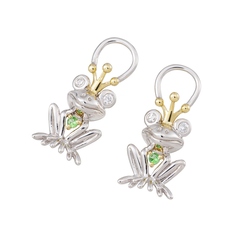 パラジウムシルバー950/K18YG ツァボライト 天然ホワイトジルコン チャーム