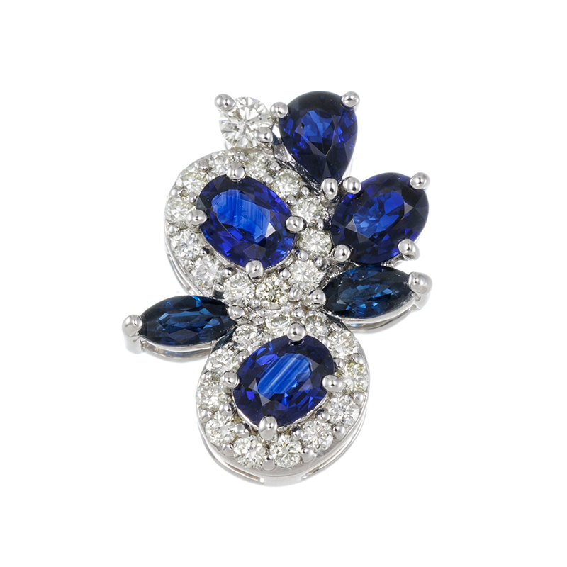 PT950 サファイア ダイヤ ペンダントトップ SA 約0.85ct D 約0.20ct 