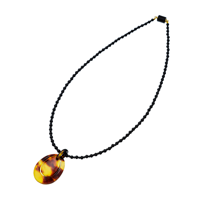 本べっ甲 オニキス ブラックスピネル ネックレス ON 約20.30ct SP 約10.40ct