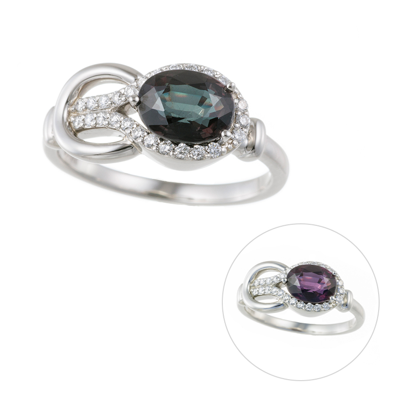 PT950 カラーチェンジガーネット ダイヤ リング CG 1.98ct D 0.20ct