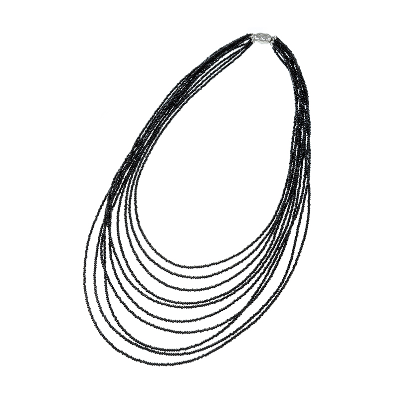 SVブラックスピネル10連ドレープネックレスSP約239.00ct