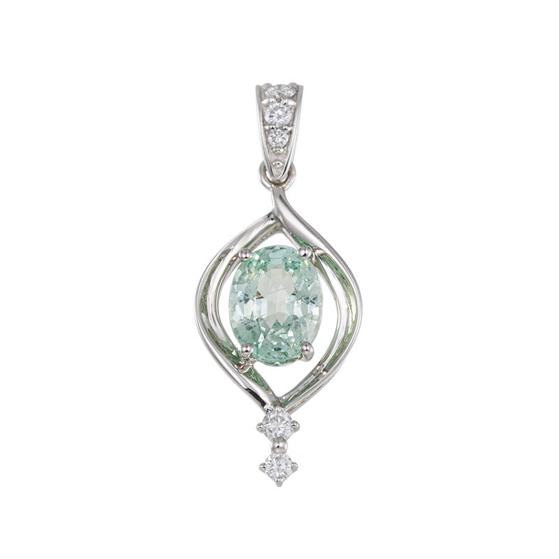 PT950 コーネルピン(ミントカラー) ダイヤ ペンダントトップ KO 0.74ct D 0.06