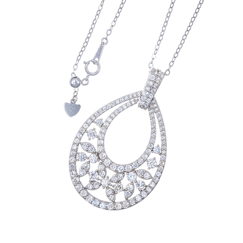 パラジウムシルバー950 天然ホワイトジルコン Mia ネックレス ZI 約6.50ct 