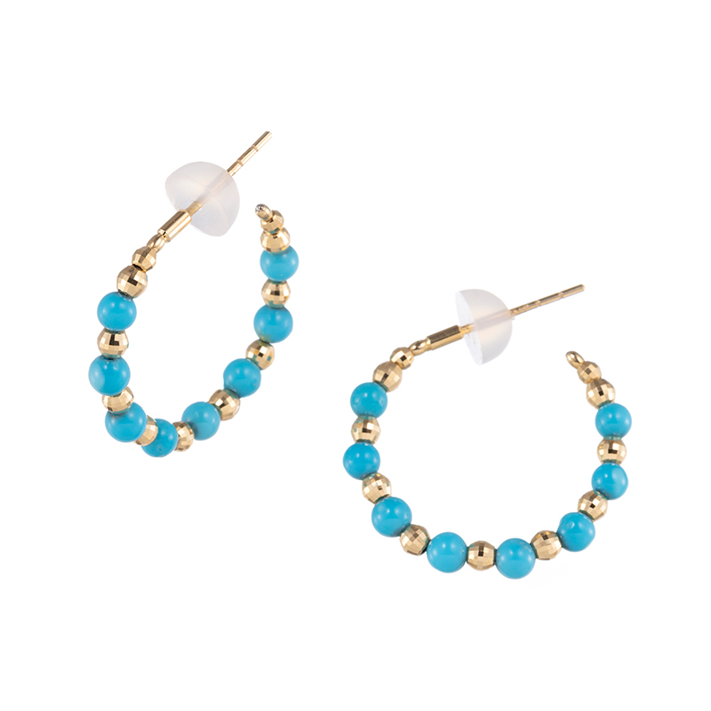 【新品】GSTVスリーピングターコイズk18ピアス 約12.3cm 新品】GSTVスリーピングターコイズk18ピアス 約12.3cm 新品