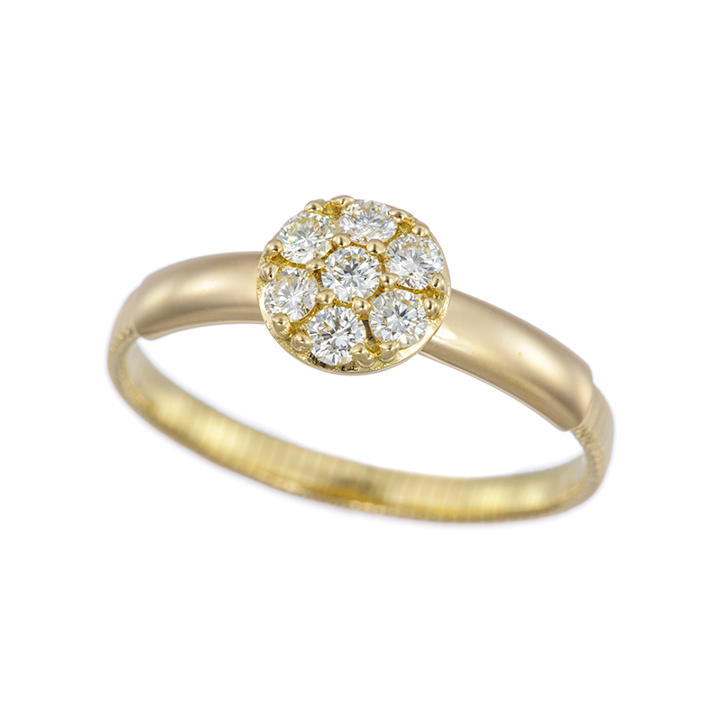 K18YG ダイヤモンド アジャストリング D 約0.15ct 8～15号