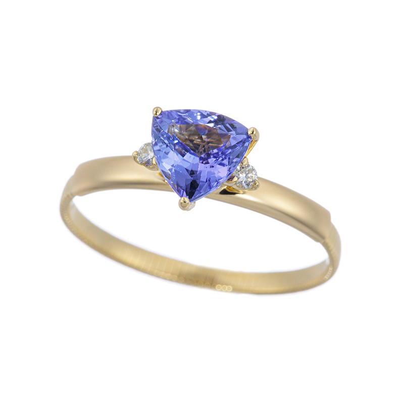 K18YG タンザナイト ダイヤ アジャストリング TA 約0.70ct D 約0.03ct 15～