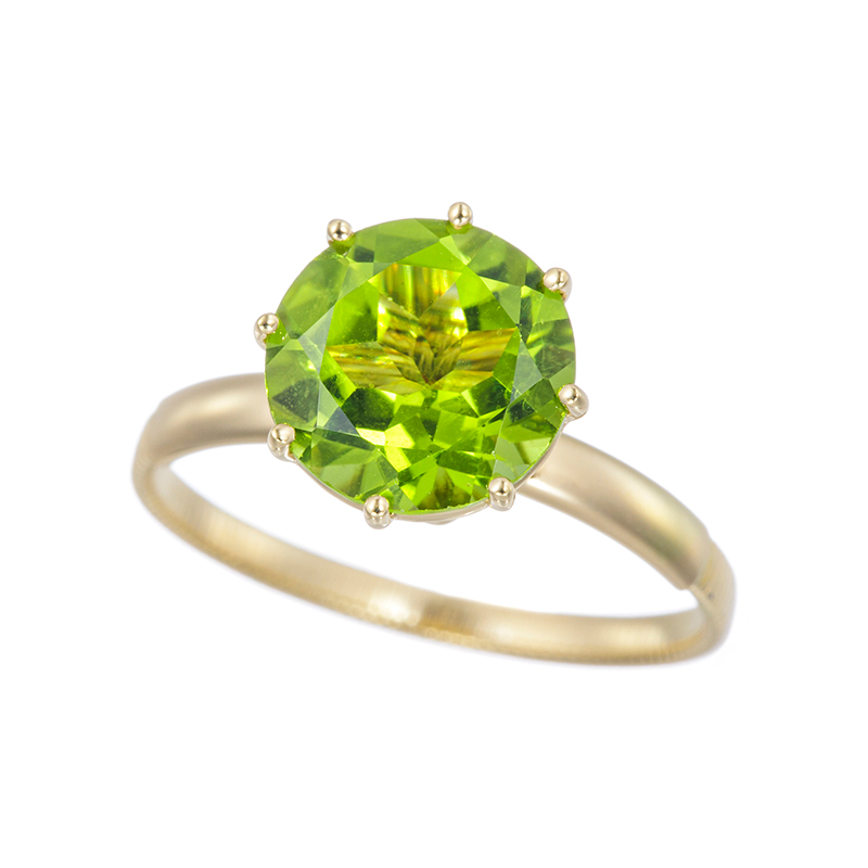 K18YG ペリドット アジャストリング PE 約2.00ct 15~23号