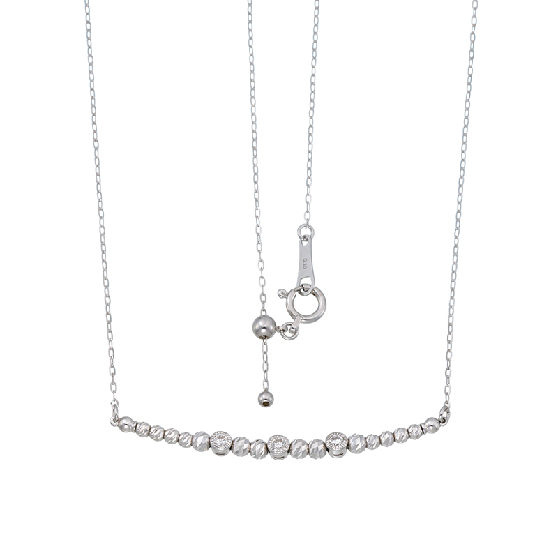 K18WGダイヤモンド ＆ スラッシュカットスマイルラインネックレスD約0.10ct