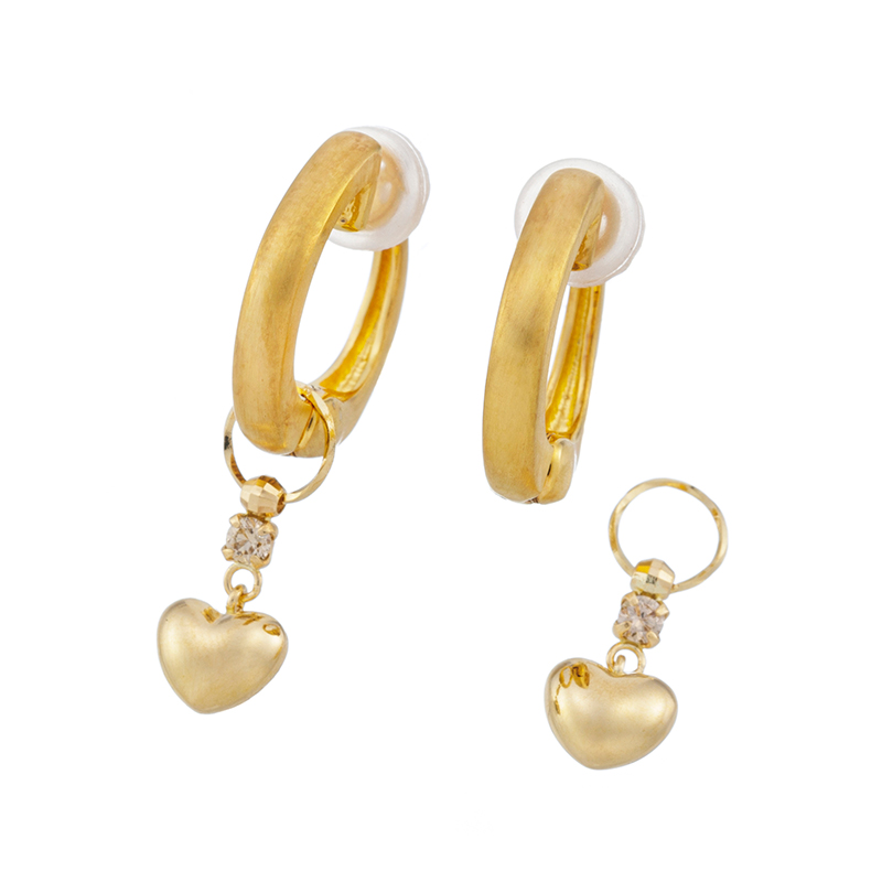 K18YG/SVブラウンダイヤモンドチャーム＆フェザータッチイヤリング2点セット